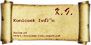 Konicsek Iván névjegykártya